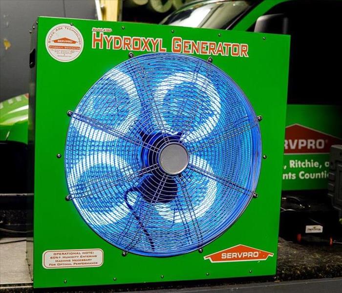 an air cleaner with uv lighting embedded in the fan